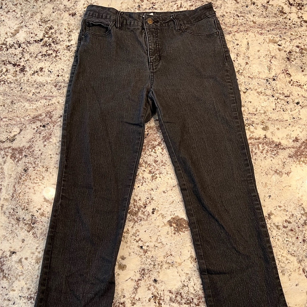 Black Straight Leg Faded Jeans